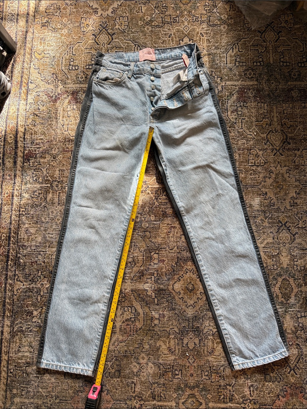 REVICE HIGH WAISTED Two-Tone Light Wash Straight Leg Jeans